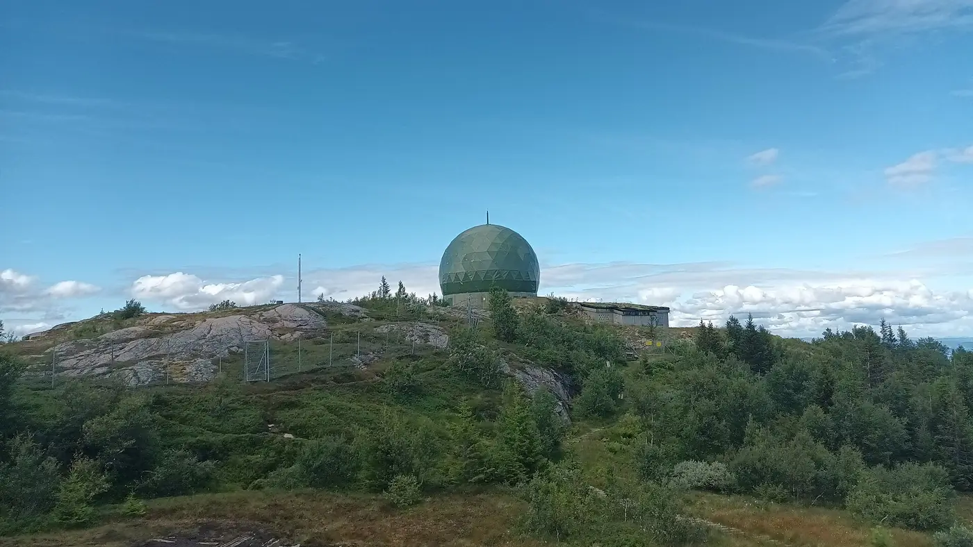 Radar dome on a hilltop surveillance installation